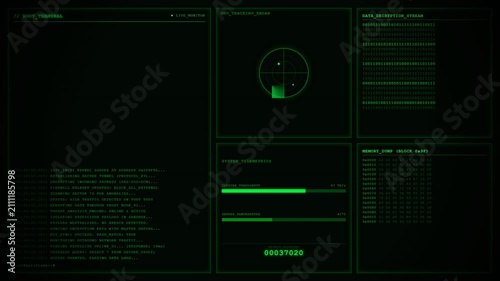 Root Terminal Cyber Security Threat Analysis Screen Animation Data Encryption Loop Background.