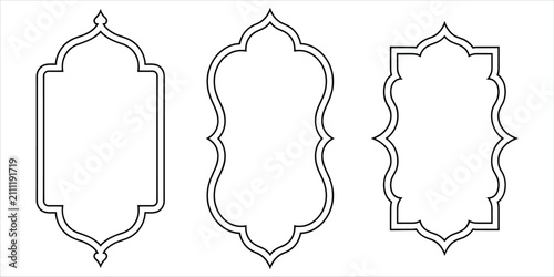 Fotografie Trio of stylized islamic frames with elaborate outer edges and simple inner rect