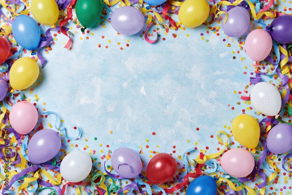 Obraz premium The Balloon Border Frame Framing a Bright Confetti Decorated Celebration Scene