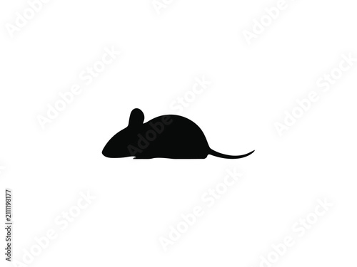Black mouse silhouette on a white background a simple graphic representation of the rodent murine rat mice animal