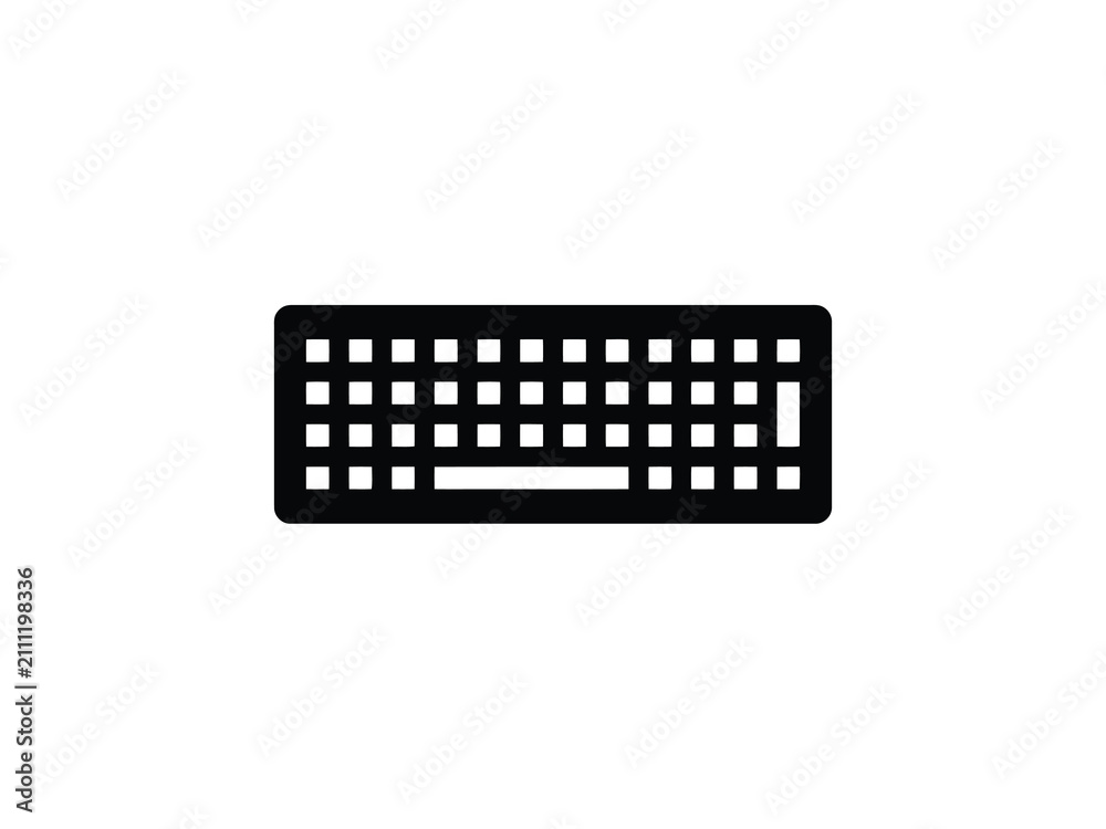 Naklejka premium Black keyboard silhouette on a white background a simplified representation of computer input device keypad keys typing technology