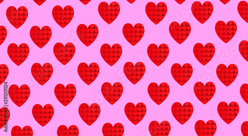Slika na platnu Patrón Decorativo de Corazones Rojos sobre Fondo Lila 4K JPG