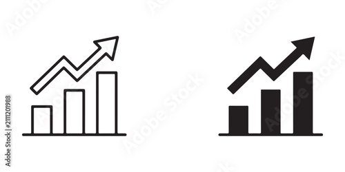 Upward growth trend illustrated with bar and line chart icons showing increasing progress and success metrics