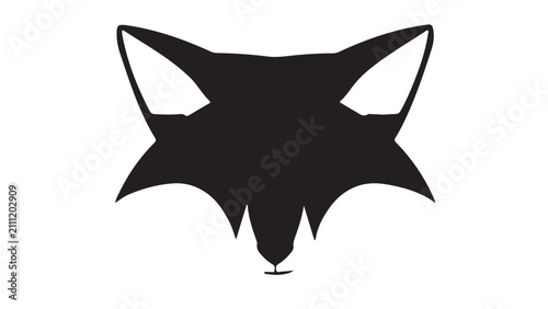 Fotografie Silhouette of a prowling fox head with sharp ears and alert eyes against a white