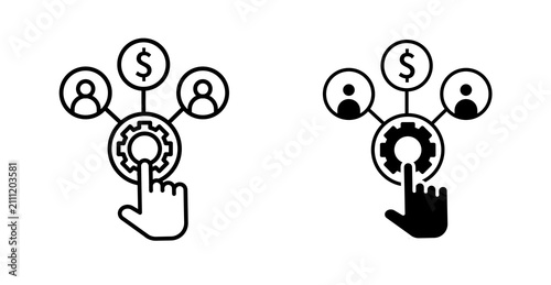 An allocation icon typically depicts a pie chart, split arrows, or a box dividing into smaller parts, representing the distribution of resources, budgets, or assets
