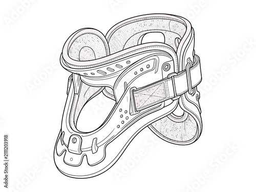 Foto Medical cervical collar for neck support and immobilization detailed line drawing