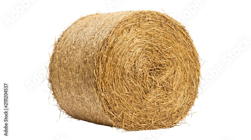 Fotografía Hay bale agriculture dry grass for livestock fodder farm cattle feed isolated on transparent background