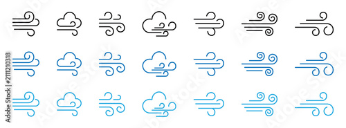 Bilde på lerret Collection of wind blowing icons