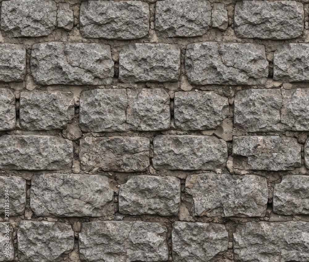 Fototapeta premium Gray Stone Block Wall Pattern