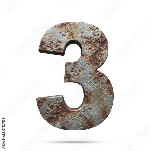 Rusty old metal number three character design