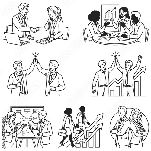 business partnership and teamwork diverse business people collaborating for corporate success and growth demonstrating achievement.