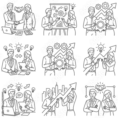 business teamwork collaboration and success concepts professionals developing ideas forming partnerships and achieving growth.