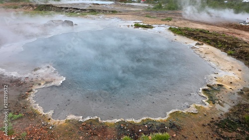 Haukadalur Geothermal Area and Strokkur Geyser in Iceland
