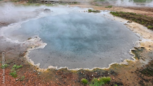 Haukadalur Geothermal Area and Strokkur Geyser in Iceland