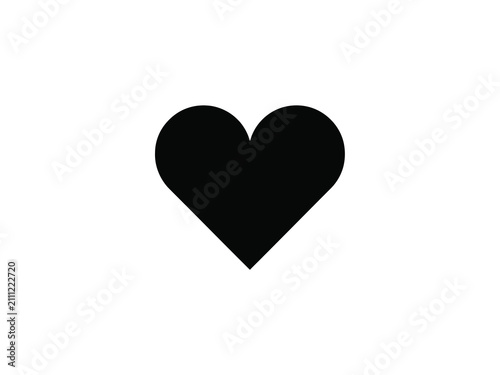 Canvastavla Black heart shape silhouette on a white background a simple graphic design eleme