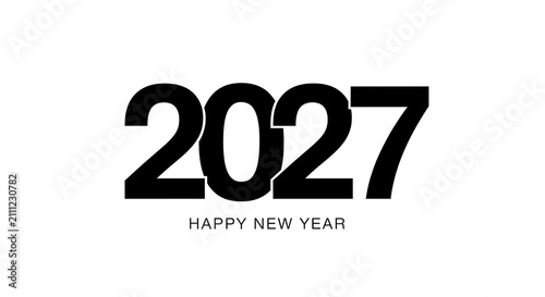 Bold black 2027 happy new year text design