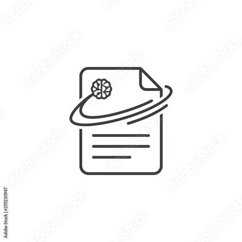 Document with brain icon and curved arrow vector