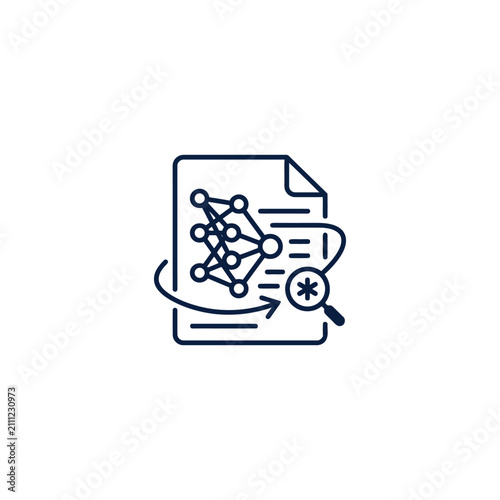Magnifying glass with network diagram on document