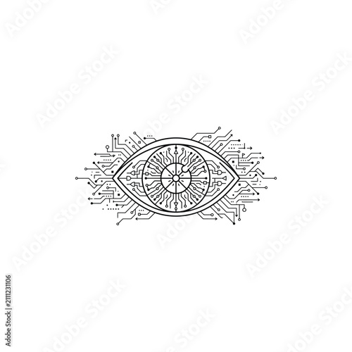 Futuristic digital eye circuit board design