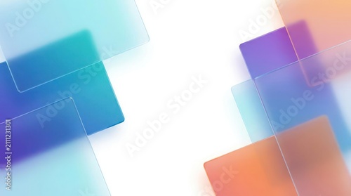 Frosted translucent glass rectangles with color gradients.