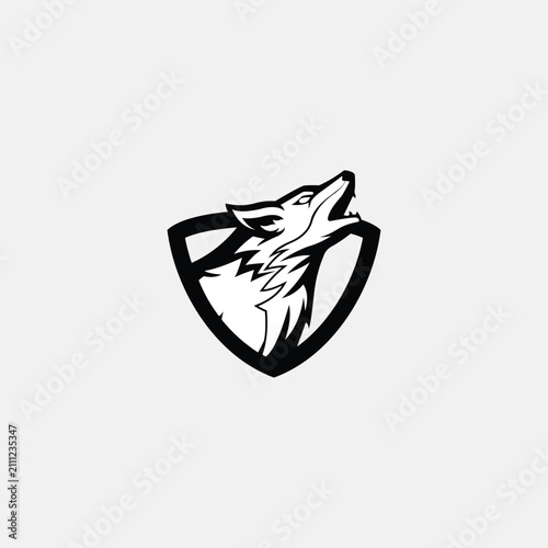 Wolf howling logo design perfect for sports teams and brands.