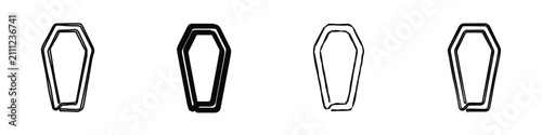 Quadro su tela A collection of stylized coffin outlines, varying in thickness and detail, symbo