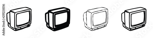 Foto Four distinct vintage television icons are presented in a minimalist, graphic de