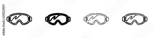 Bild auf Leinwand A set of four distinct line art illustrations of ski goggles, showcasing variati