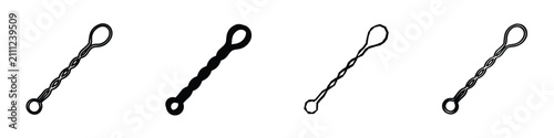 Fotografía A collection of four identical twisted wire ties, each featuring a loop at both