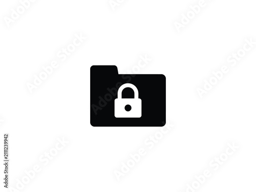 Konstfotografi Folder with padlock icon a flat black silhouette on a white background for secur