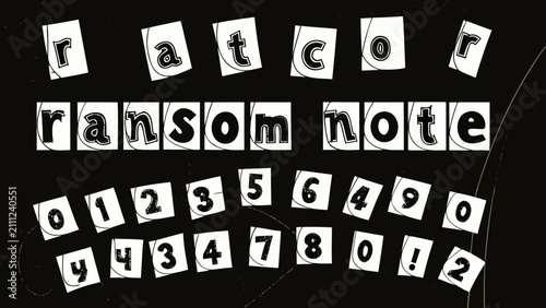 Fotografía Cut out letters and numbers arranged in a ransom note style black and white comp