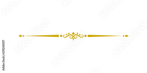 Elegant golden decorative divider with ornate swirls and dots isolated on transparent background