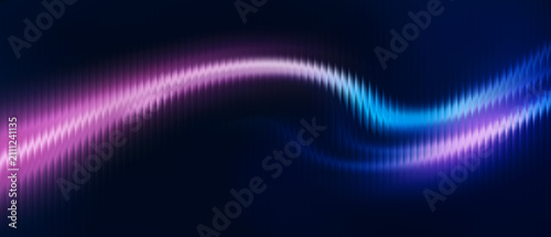 Abstract neon wave background featuring glowing pink and blue light trails on a dark digital backdrop