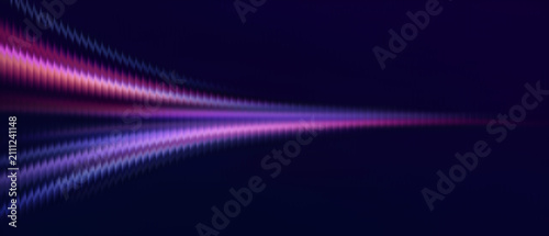 Dynamic abstract neon wave background featuring glowing purple and pink light streaks on a dark blue surface