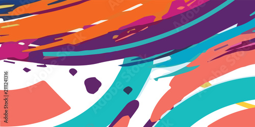 Foto Colorful Abstract Background with Bold Brushstrokes and Dynamic Swirls