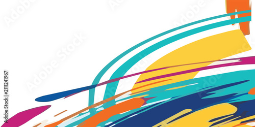 Billede på lærred Colorful Abstract Brush Strokes Artwork with Vibrant Palette for Creative Design