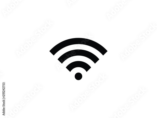 Quadro su tela Wireless signal icon a black silhouette with curved lines and a central dot on w