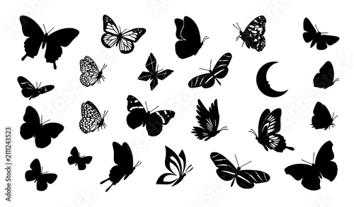 Modern Butterfly Silhouette Vector Collection with Flying Insect Shapes