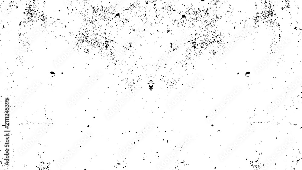 Obraz premium High-contrast black and white grunge texture background featuring detailed distress, speckles, and abstract symmetrical dust patterns