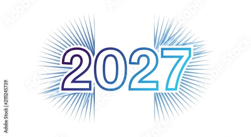 Year 2027 blue and purple numbers with graphic light rays