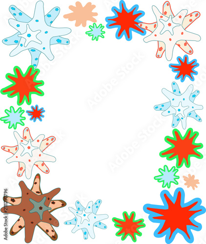 Fotografía A frame or border with abstract shapes, starfish, or corals