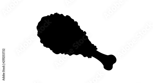 Quadro su tela Fried chicken leg silhouette against a white background