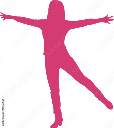 Person Silhouette Standing With Arms Outstretched In Open Pose On Transparent Background