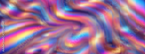 Abstract colorful light refraction through a ribbed glass texture background with vibrant gradient waves and artistic patterns