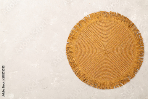 Kitchen napkin on concrete background, top view