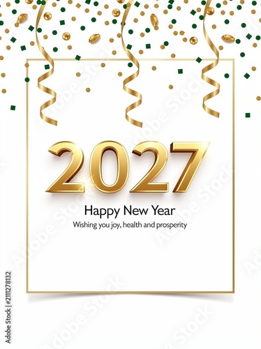 White New Year background with the gold inscription 