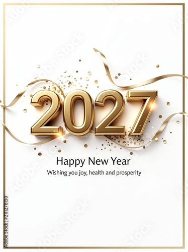 White New Year background with the gold inscription 