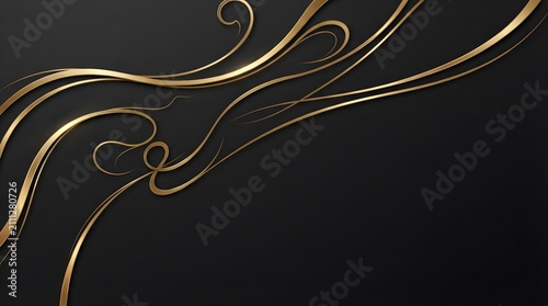 Elegant gold flowing wave lines on dark luxury background