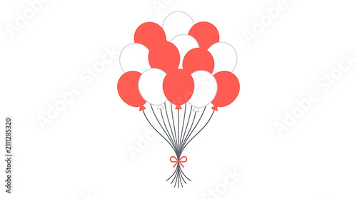 Cluster of Red Balloons Floating Together in Air.