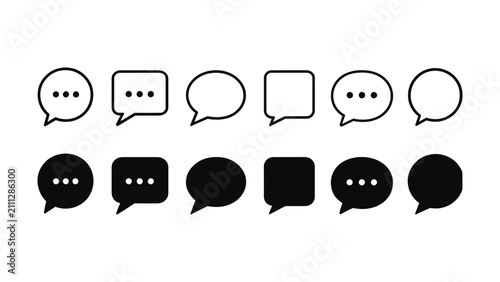 Chat icon set. Collection of outline and filled speech bubbles sign. Messaging symbol for UI, communication apps, and feedback interfaces. Talk pictogram. Text illustration.